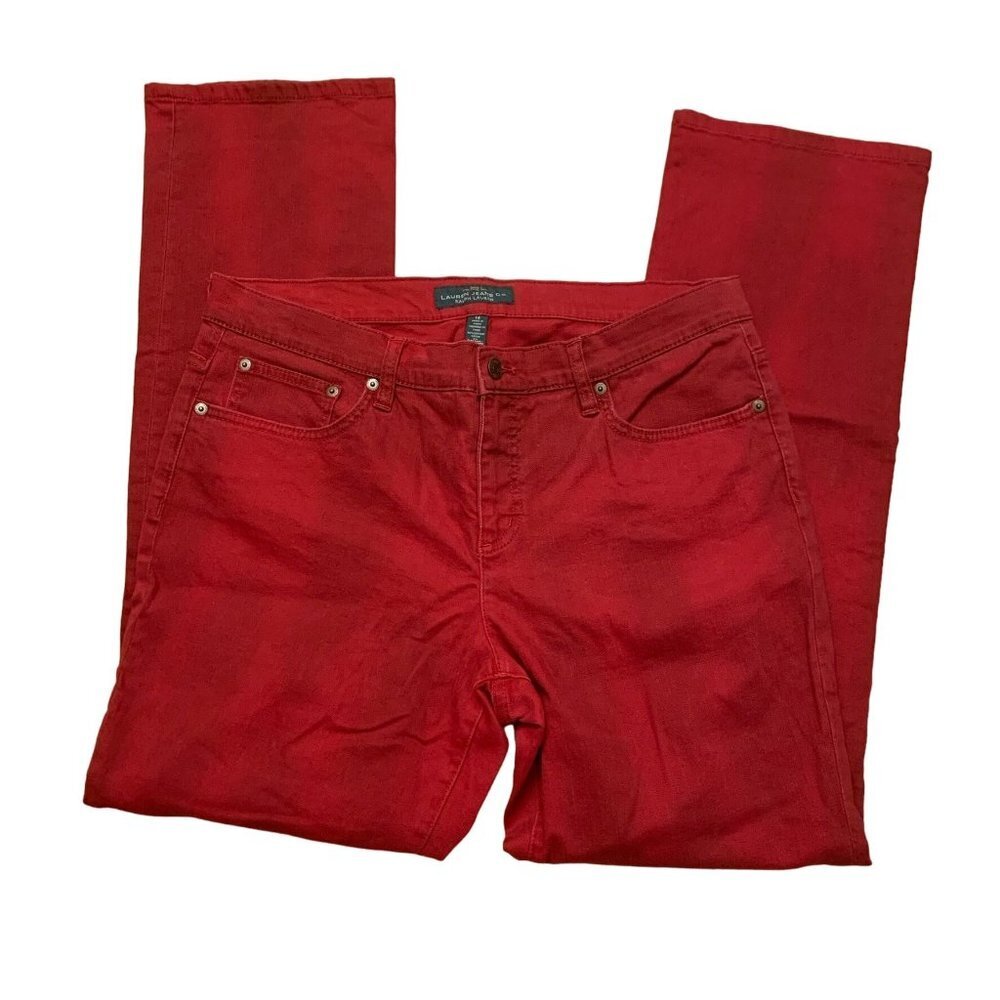 Lauren Ralph Lauren Red Ankle Cropped Jeans size 12 faded red tones